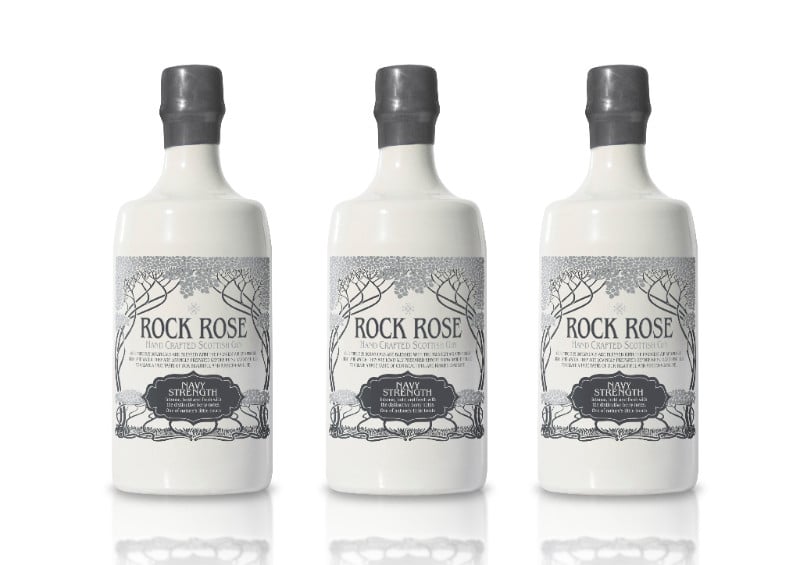 Navy Strength Rock Rose Gin bottles
