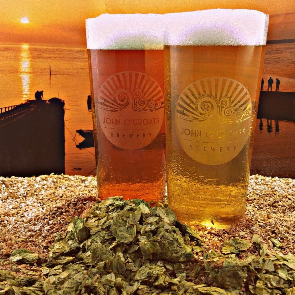 Two pints of John O'Groats Brewery's beer