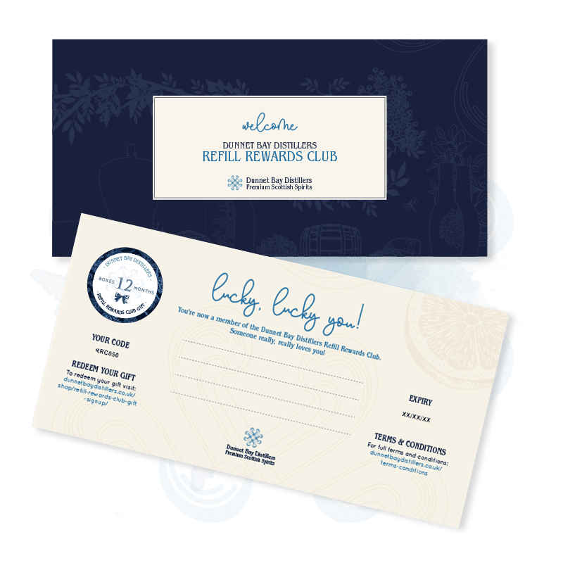 Refill Rewards Club Gift Certificate 12 Months and envelope