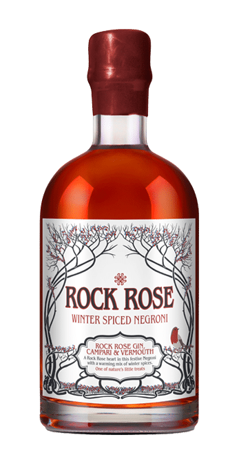 Bottle of Winter Spiced Negroni, Rock Rose Gin Christmas Cocktail