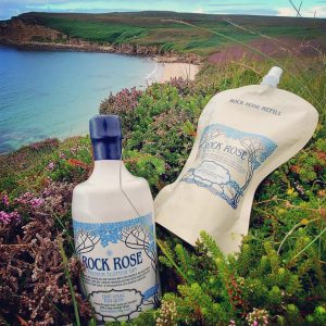 Bottle and refill pouch of Rock Rose Gin original edition
