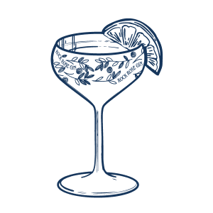 Rock Rose Gin coupe glass illustration