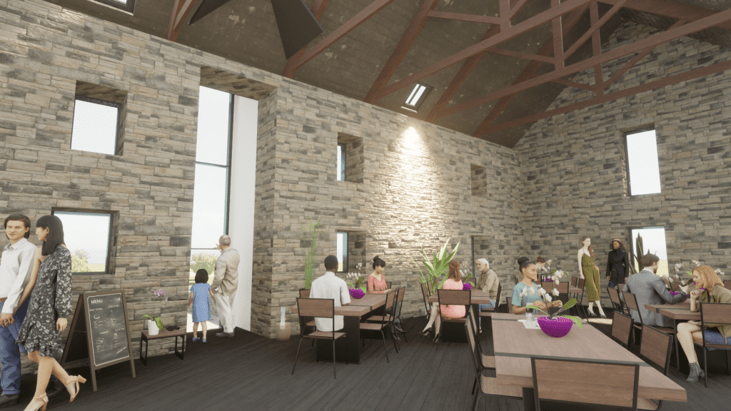 Castletown Mill 3D sketch plan restaurant area