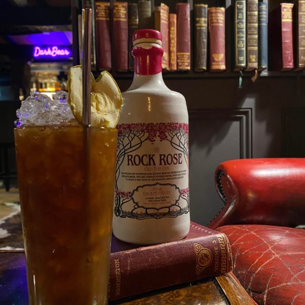 Bottle of Rock Rose Gin Pink Grapefruit and The Rock Rose Shackleton 204 Cocktail by Alden Mckechnie