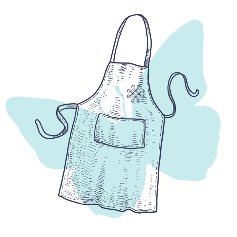 Illustration of a branded apron for the Loyalty Points Rewards