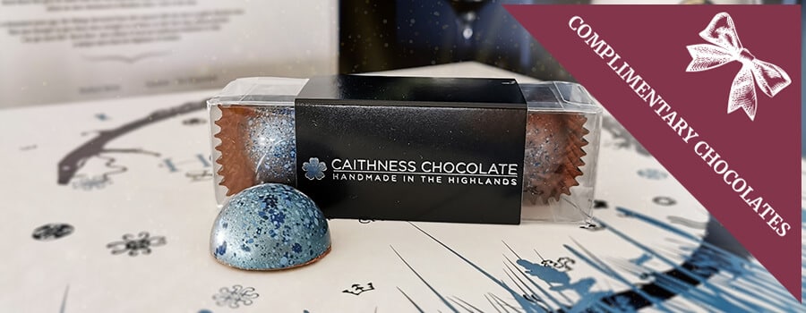 Feature image of our Valentine's day offer with a box of Caithness Chocolate