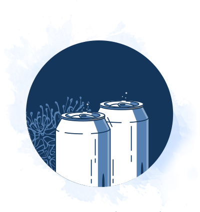 Illustration of 2 mixers can accompanying a Refill Rewards Club box